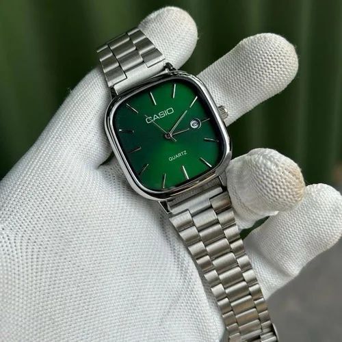 Casio Watch Silver + Green